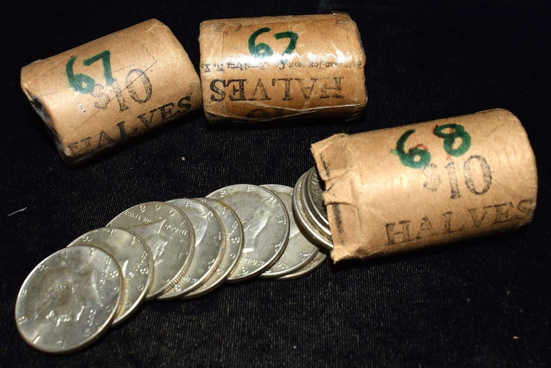 LOT(60) U.S. SILVER KENNEDY CLAD HLF DOLLARS C.1967/68. (1 of 2)