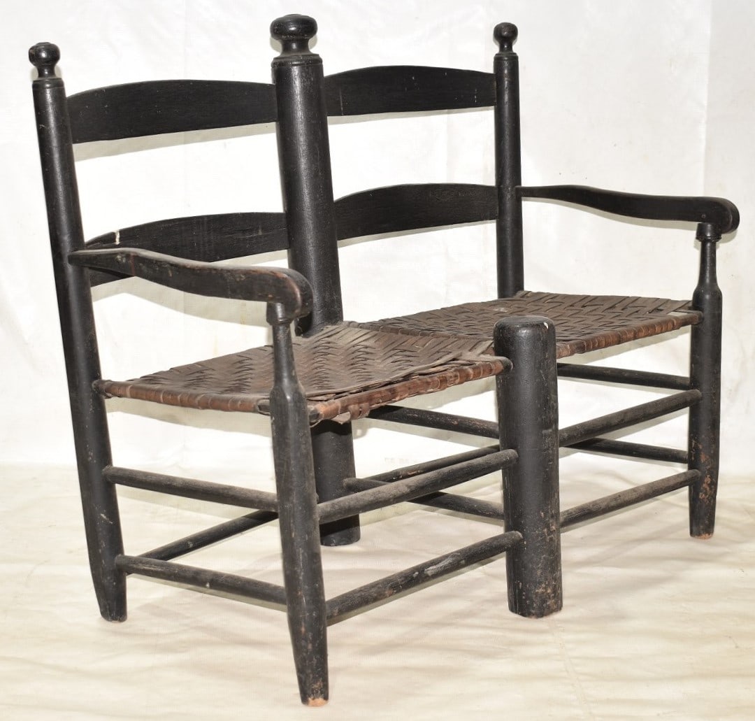 HUDSON VALLEY COUNTRY WAGON SEAT, 19TH C, H. 31" W. 37" (1 of 5)