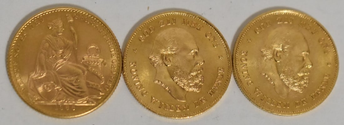LOT (3) INCLUDES NETHERLAND, PERU GOLD COINS.: LOT (3) INCLUDES NETHERLAND, PERU GOLD COINS.