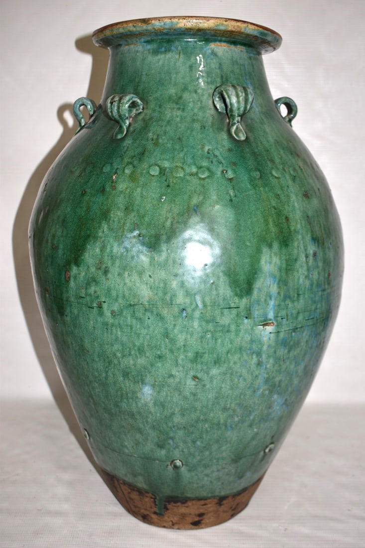 RARE EARLY MING DYNASTY CHINESE OLIVE GLAZED PRESERVE (1 of 12)