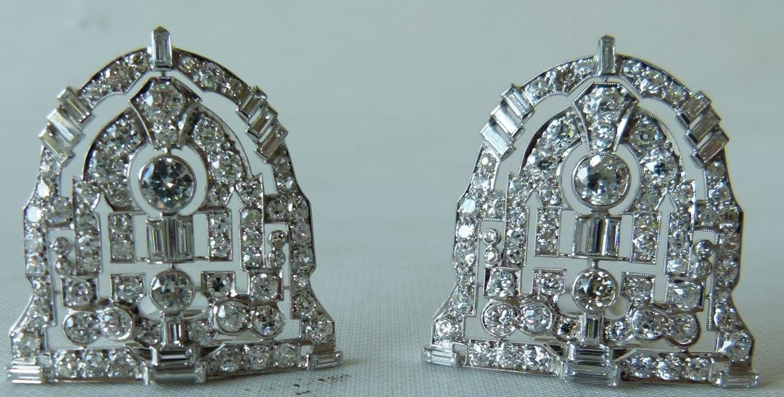 FINE TIFFANY PLATINUM/DIAMOND CONVERTIBLE BROOCH/CLIPS - 10