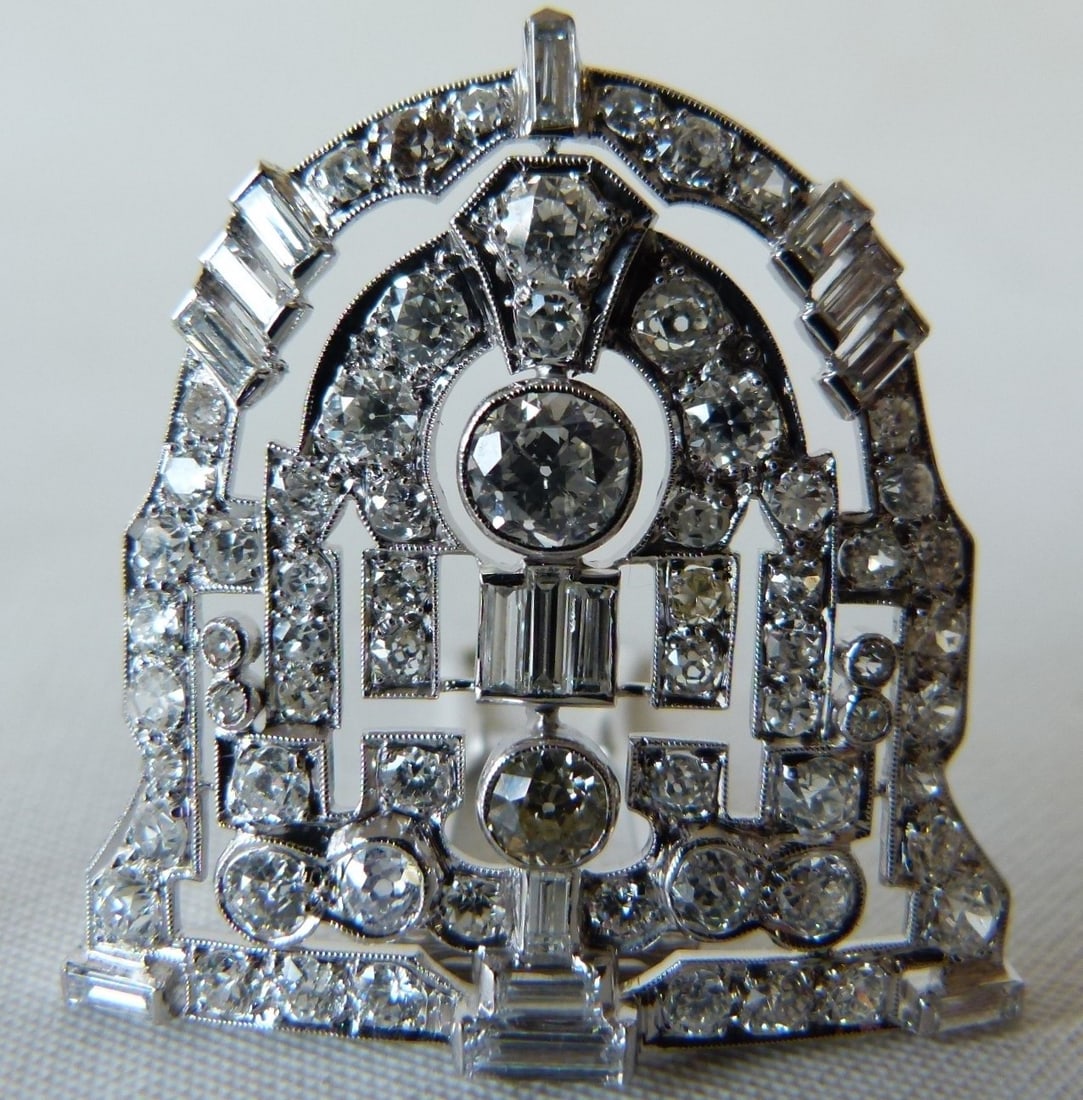FINE TIFFANY PLATINUM/DIAMOND CONVERTIBLE BROOCH/CLIPS - 12