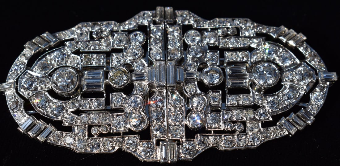 FINE TIFFANY PLATINUM/DIAMOND CONVERTIBLE BROOCH/CLIPS - 14