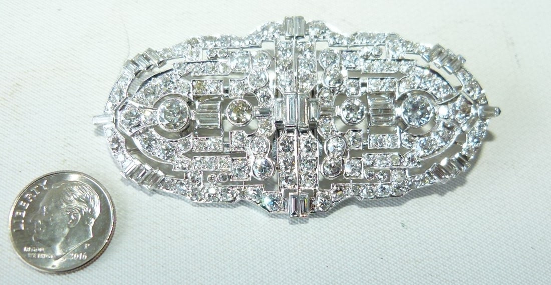 FINE TIFFANY PLATINUM/DIAMOND CONVERTIBLE BROOCH/CLIPS - 2