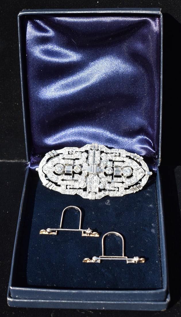 FINE TIFFANY PLATINUM/DIAMOND CONVERTIBLE BROOCH/CLIPS - 3