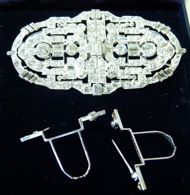 FINE TIFFANY PLATINUM/DIAMOND CONVERTIBLE BROOCH/CLIPS - 4