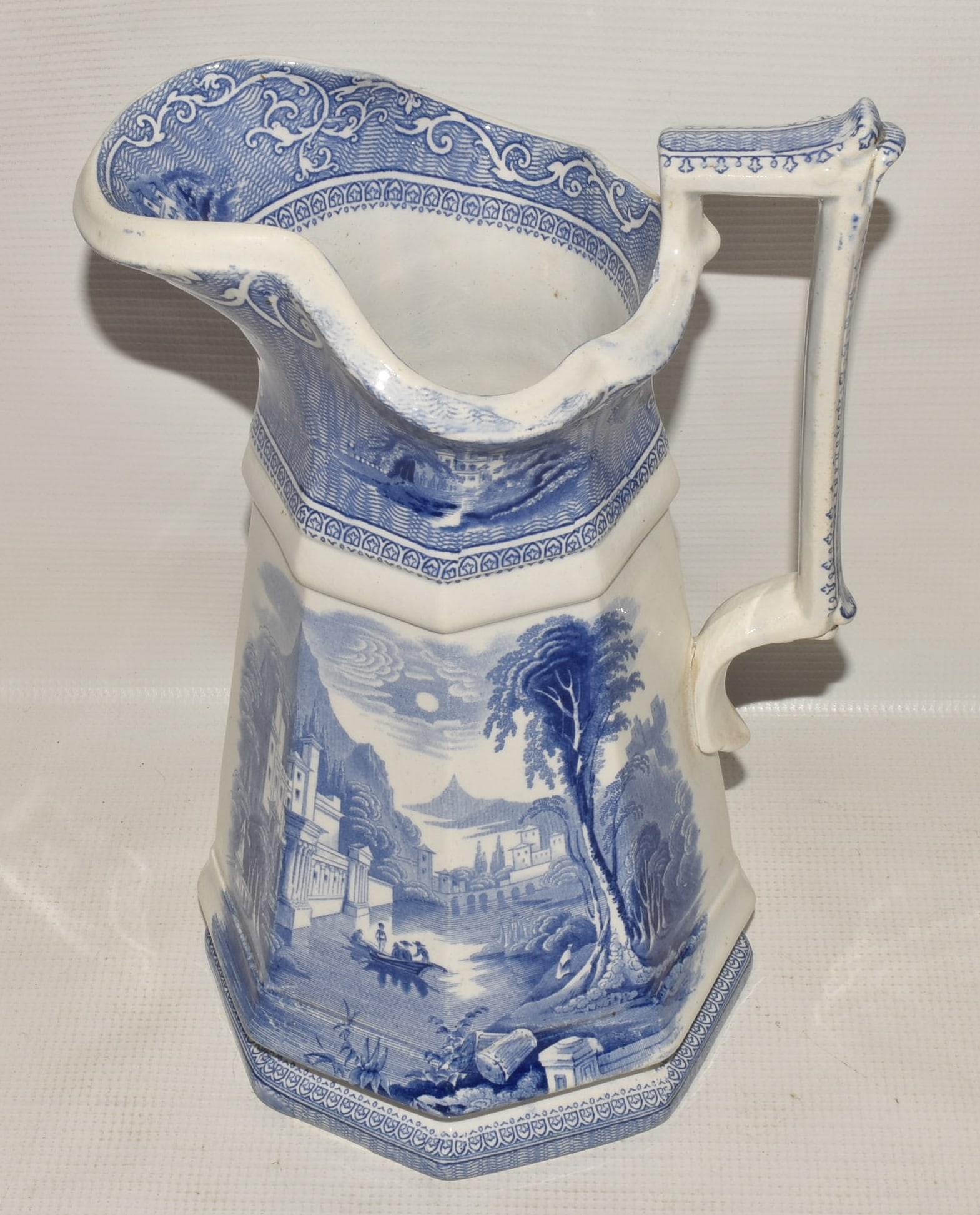 STAFFORDSHIRE BLUE TRANSFER DECORATED PITCHER (1 of 10)