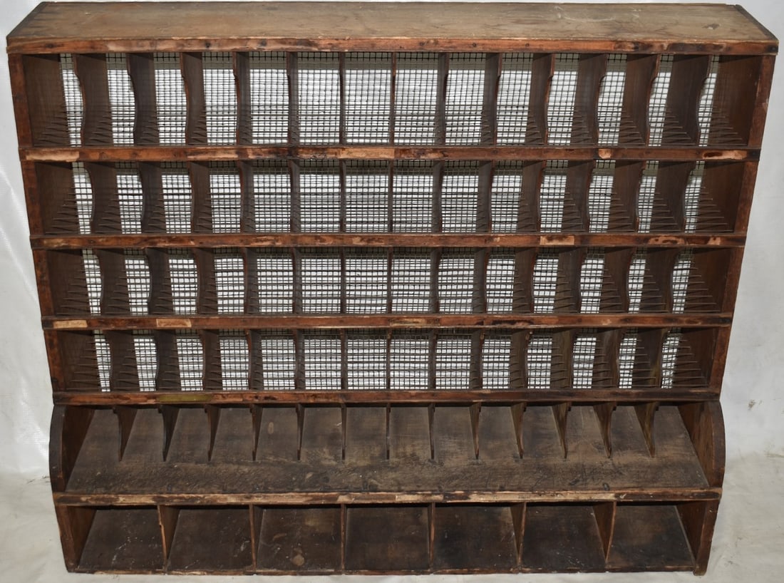 VICTORIAN PAINTED CHESTNUT LETTER RACK, 19TH C. (1 of 5)