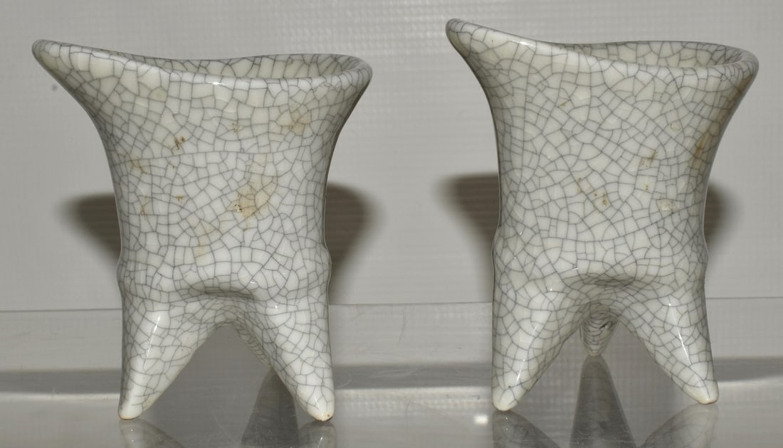 PAIR OF CHINESE CRACKLE GLAZE LIBATION VESSELS (1 of 6)
