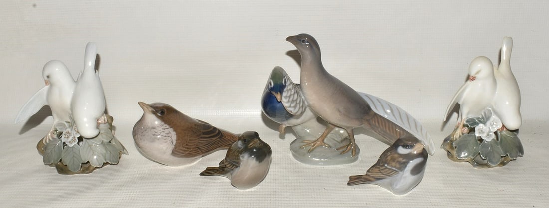 LOT (6) ROYAL COPENHAGEN BIRDS; TALLEST 6": LOT (6) ROYAL COPENHAGEN BIRDS; TALLEST 6"