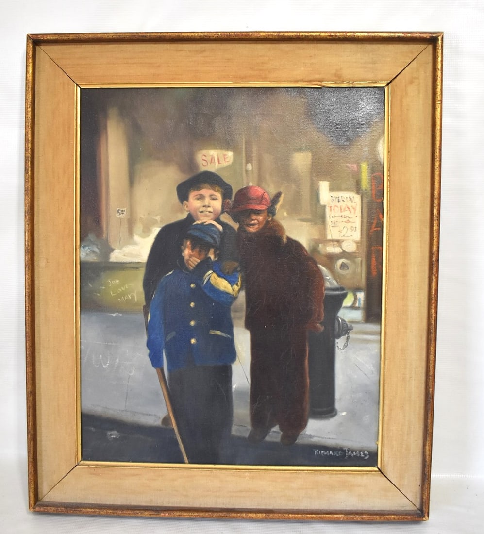 O/C CHILDHOOD FRIENDS SIGNED RICHARD JAMES, C. 1950'S (1 of 6)