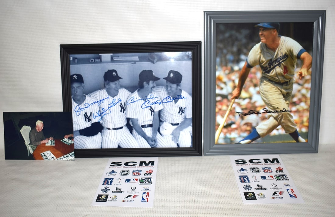 LOT (2) AUTO. PHOTO'S INCL. SNIDER/DIMAGGIO/FORD/MARTIN (1 of 9)