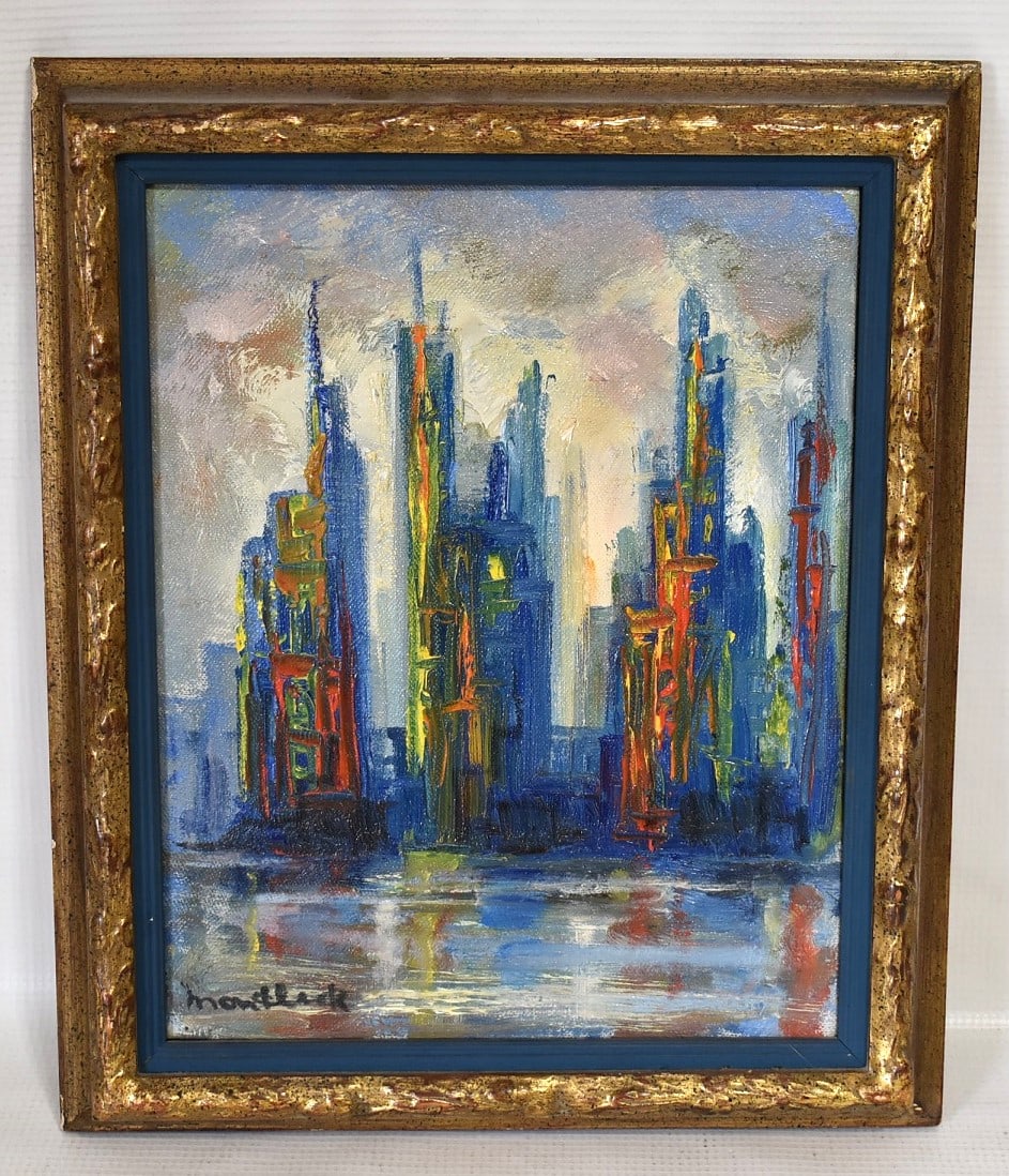 O/C CITYSCAPE SIGNED MONTBLACK, 20TH C., 8" X 10" (1 of 4)