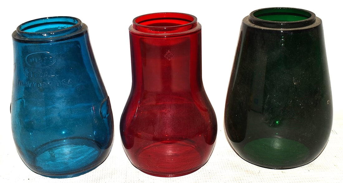 LOT (3) FIREMEN'S LANTERN GLOBES, 19/20TH C. (1 of 9)