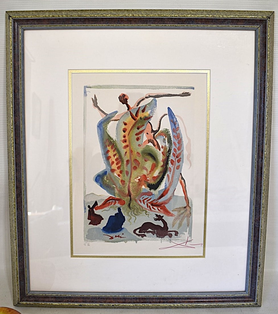 ENGRAVING, PURGATORY CANTO 23, SIGNED DALI: ENGRAVING, PURGATORY CANTO 23, SIGNED DALI, SIGHT 11 1/2" X 8 1/2"