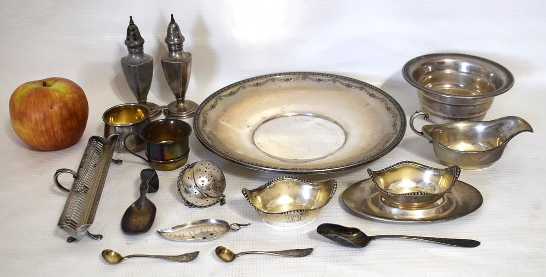 LOT ASSORTED STERLING INCLUDES TEA BALL, COMPOTES, ETC. - 2