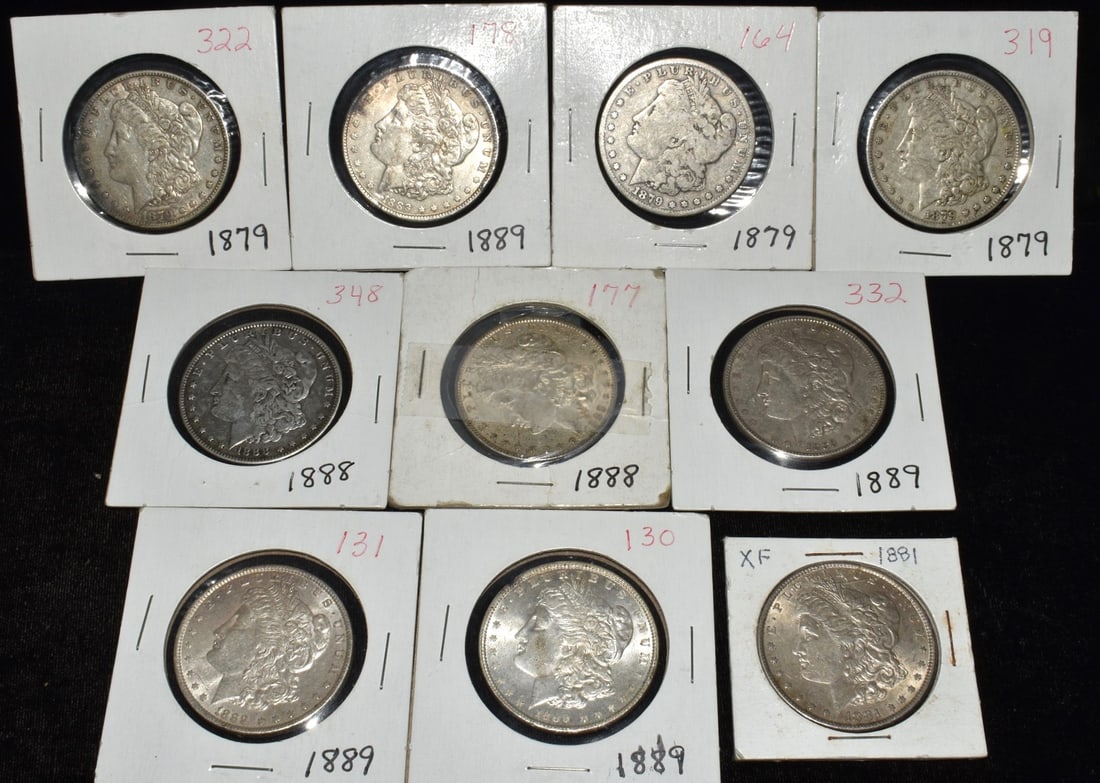 LOT (10) U.S. MORGAN SILVER DOLLARS MIXED DATES (1 of 6)