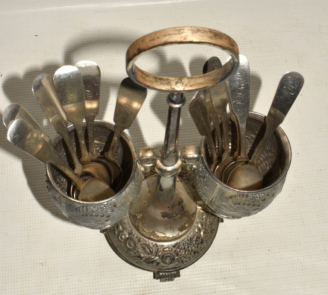 VICTORIAN SILVERPLATE SPOONER C. 1880 H 14" (1 of 8)
