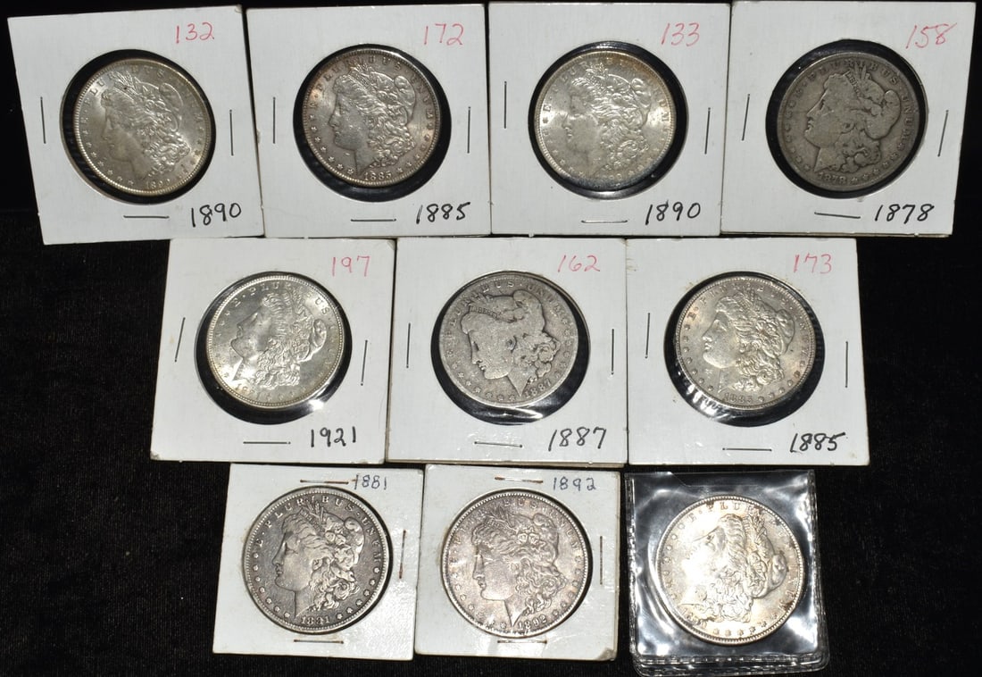LOT (10) U.S. MORGAN SILVER DOLLARS MIXED DATES (1 of 6)
