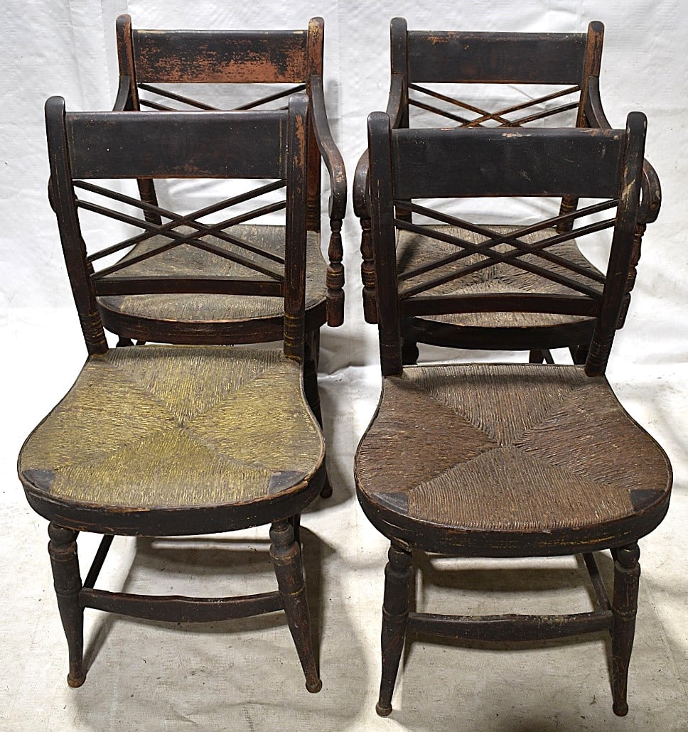 SET (4) SHERATON PAINT/DECORATED DINING ROOM CHAIRS (1 of 11)