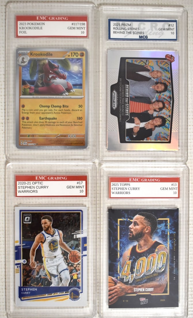 LOT (4) GRADED CARDS INCL. POKEMON, ROLL STONES, CURRY (1 of 7)