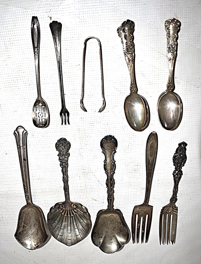 ASST VINT. STERLING SERVING PIECES, SPOONS, W. 22.0 OZ. (1 of 9)