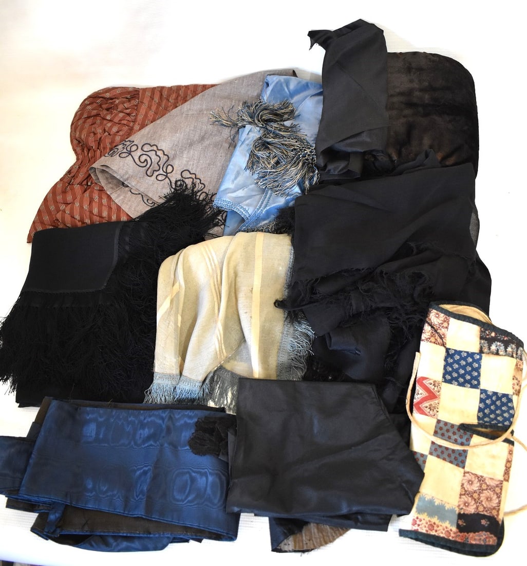 LOT ASSORTED VICTORIAN SHAWLS, BONNET, CAPES, MUFF (1 of 13)