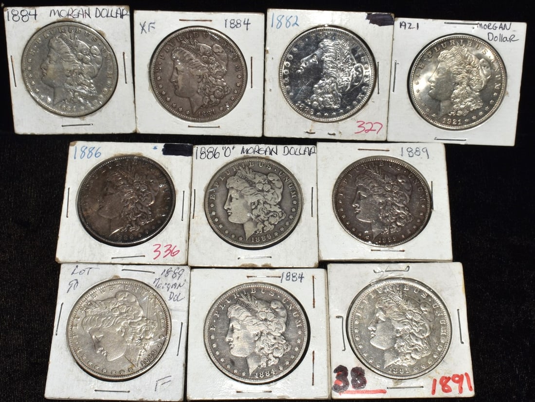 LOT (10) U.S. MORGAN SILVER DOLLARS MIXED DATES: LOT (10) U.S. MORGAN SILVER DOLLARS MIXED DATES