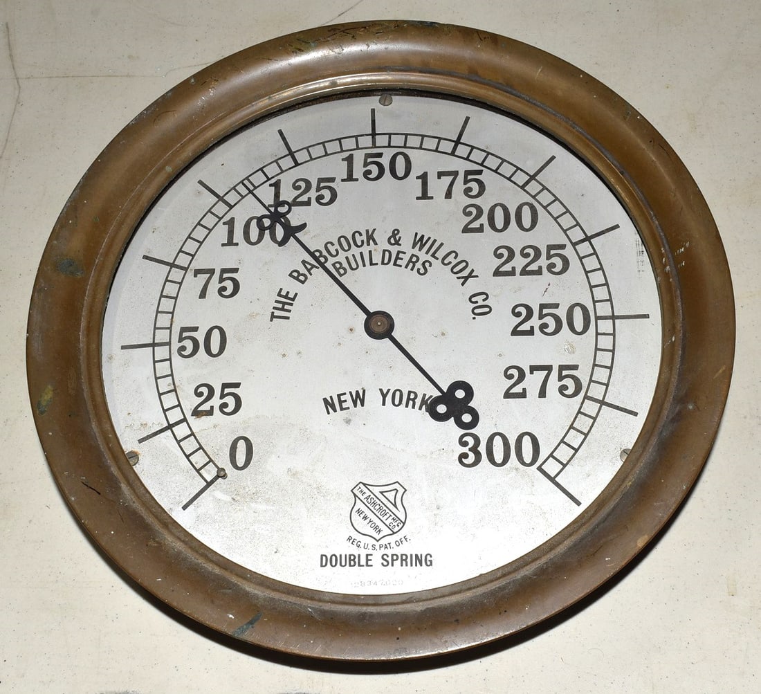 LG. BABCOCK & WILCOX DOUBLE SPRING STEAM GAUGE, 19TH C. (1 of 5)