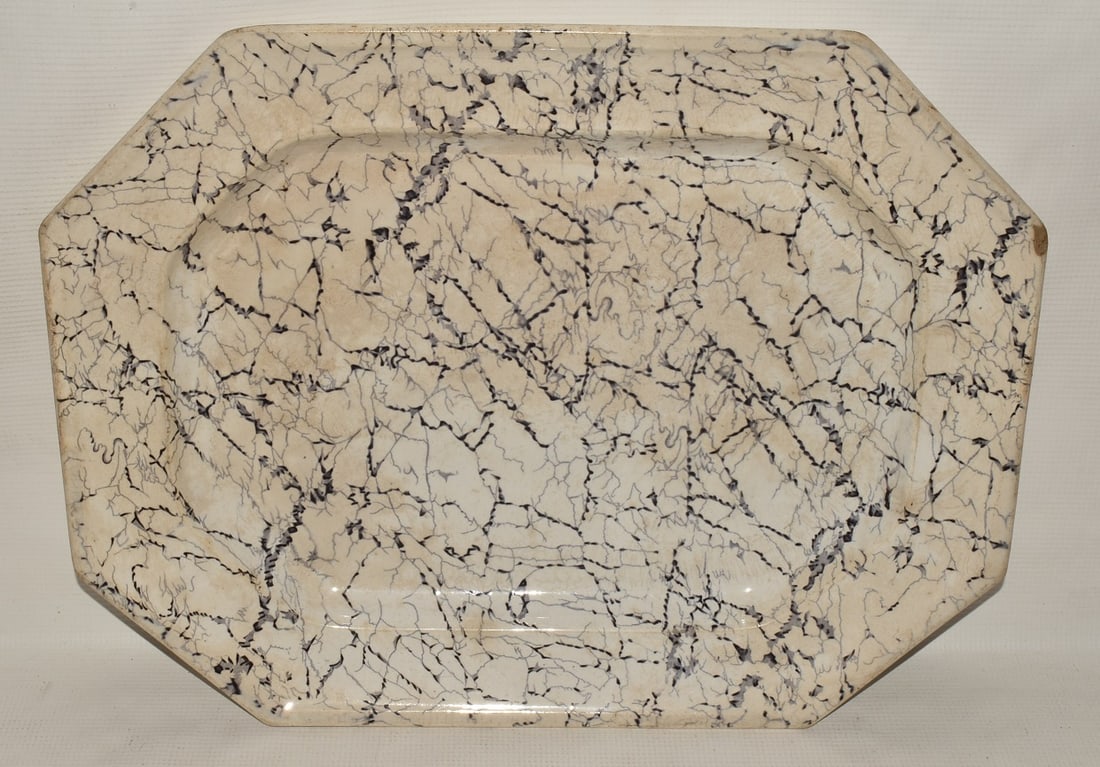 LARGE DAVENPORT MARBLE PATTERN PORCELAIN PLATTER 19TH C (1 of 5)