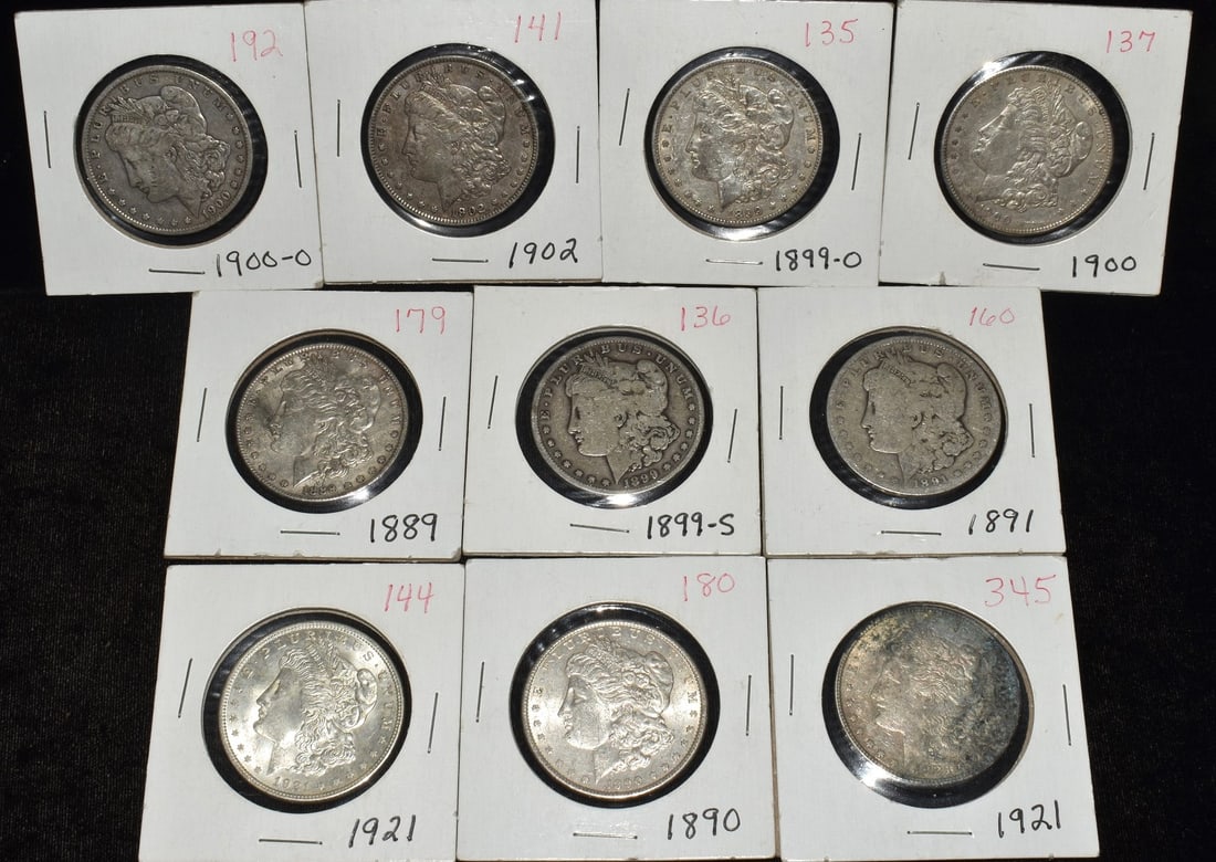 LOT (10) U.S. MORGAN SILVER DOLLARS MIXED DATES (1 of 6)