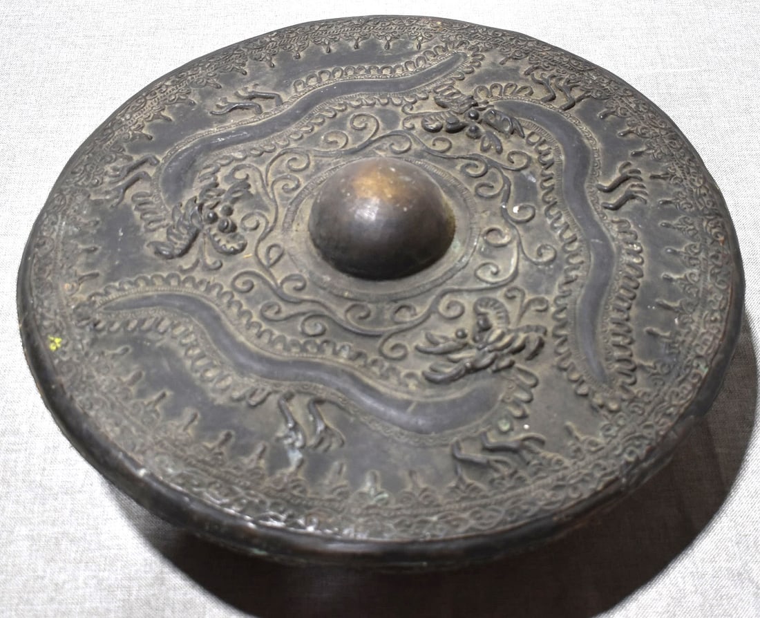 CHINESE/TIBETAN CAST BRONZE DRAGON TEMPLE GONG 17/18 C. (1 of 6)
