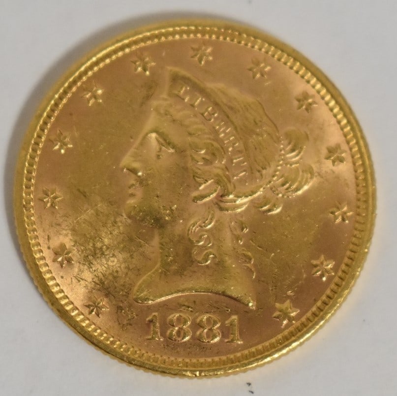 1881 10 DOLLAR U.S. CORONET GOLD COIN (1 of 3)