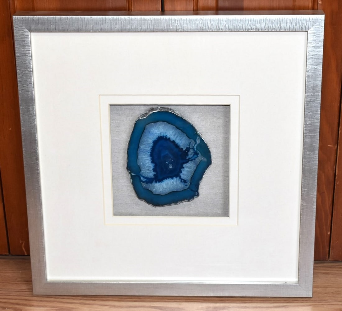 MODERN FRAMED SLICED GEODE, 20TH C., 20" X 20" (1 of 4)