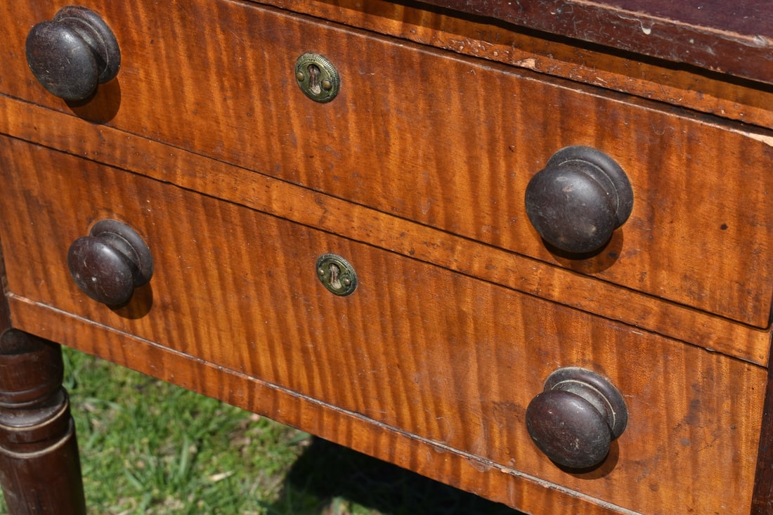 SHERATON WALNUT/TIGER MAPLE WORK STAND C. 1830 - 3