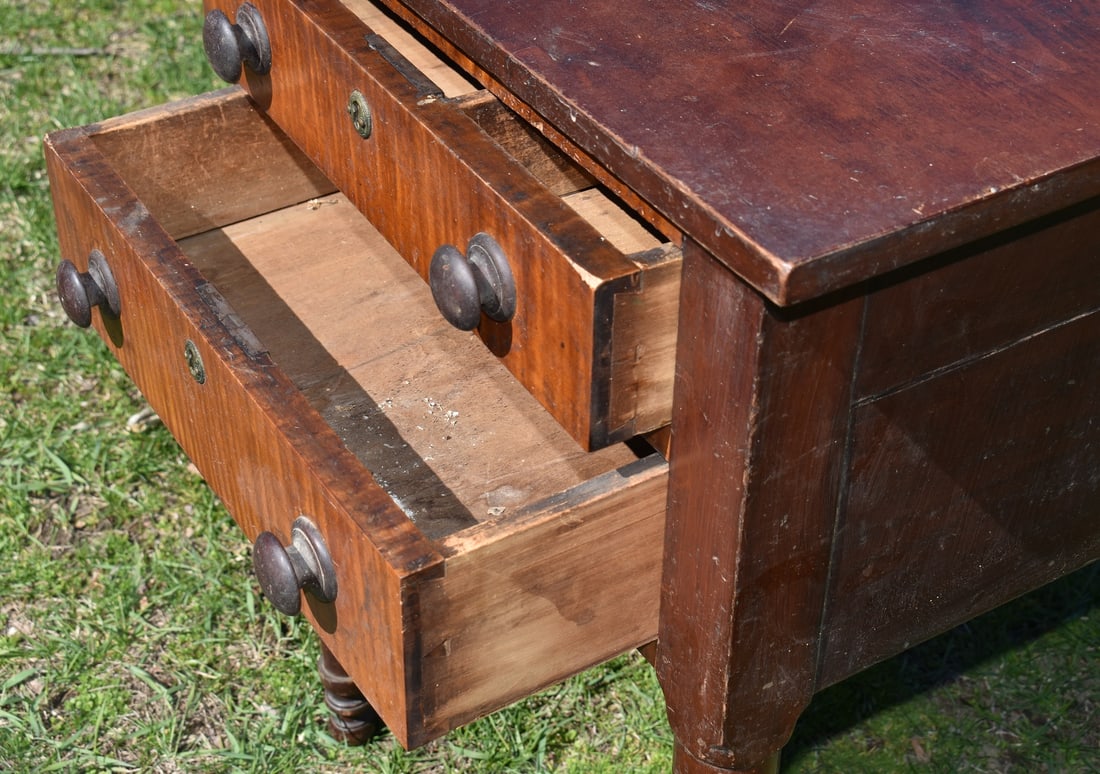 SHERATON WALNUT/TIGER MAPLE WORK STAND C. 1830 - 4