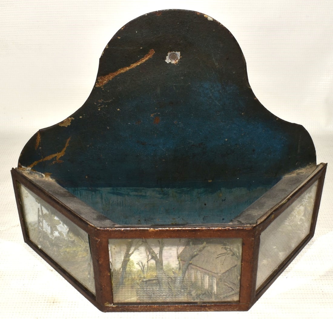 COUNTRY FOLK ART DIORAMA BRUSH BOX, 19TH C. (1 of 8)