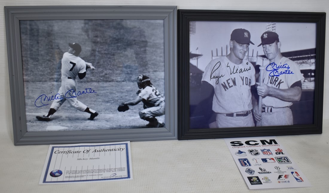 LOT (2) AUTO. PHOTO'S MICKEY MANTLE & ROGER MARRIS: LOT (2) AUTOGRAPHED PHOTO'S MICKEY MANTLE & ROGER MARRIS W/COA'S, 8" X 10"