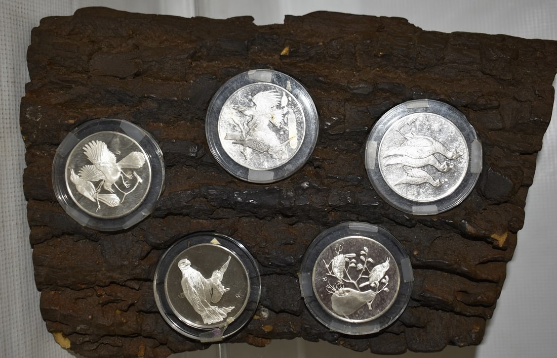LOT (5) BIRD SERIES STERLING ROUNDS: LOT (5) BIRD SERIES STERLING ROUNDS