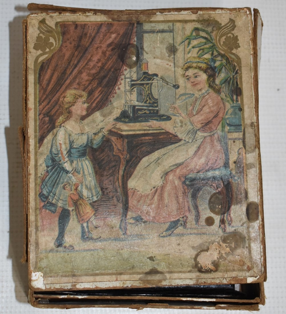 EARLY CHILDS GILT FLORAL SEWING MACHINE 19TH C. (1 of 8)