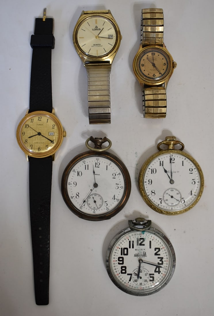 LOT ASSORTED VINTAGE WATCHES INCLUDING POCKET: LOT ASSORTED VINTAGE WATCHES INCLUDING POCKET, 19/20TH C.