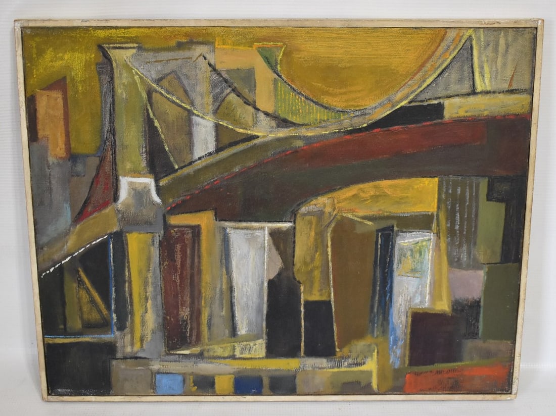 O/C ABSTRACT BRIDGE SIGNED MURRY GUZIK, C. 1950 (1 of 6)