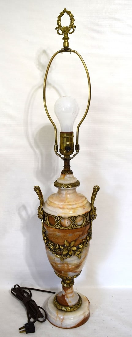 BELGIUM MARBLE/GILT BRONZE ORMOLU MOUNTED TABLE LAMP (1 of 10)