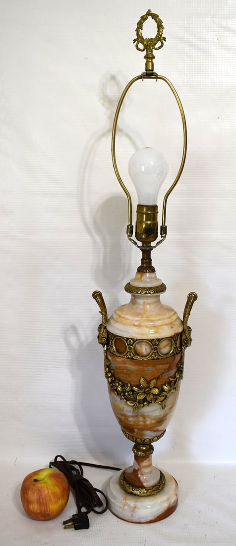 BELGIUM MARBLE/GILT BRONZE ORMOLU MOUNTED TABLE LAMP - 2