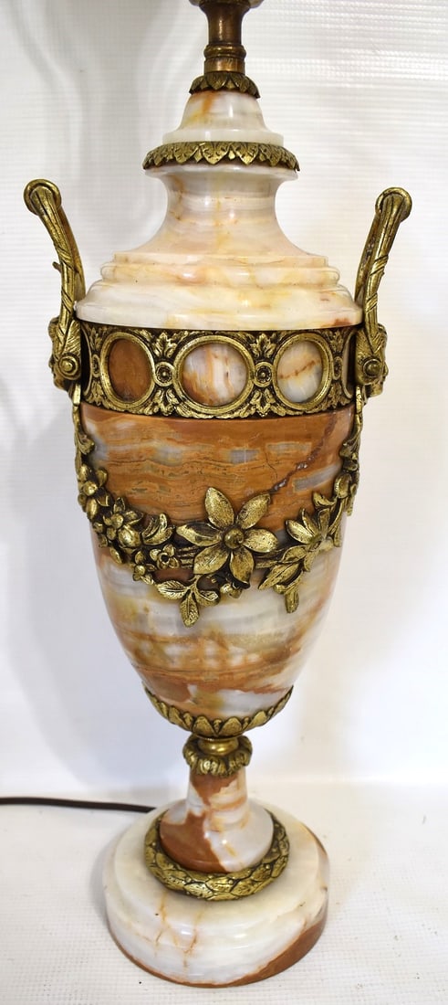 BELGIUM MARBLE/GILT BRONZE ORMOLU MOUNTED TABLE LAMP - 3