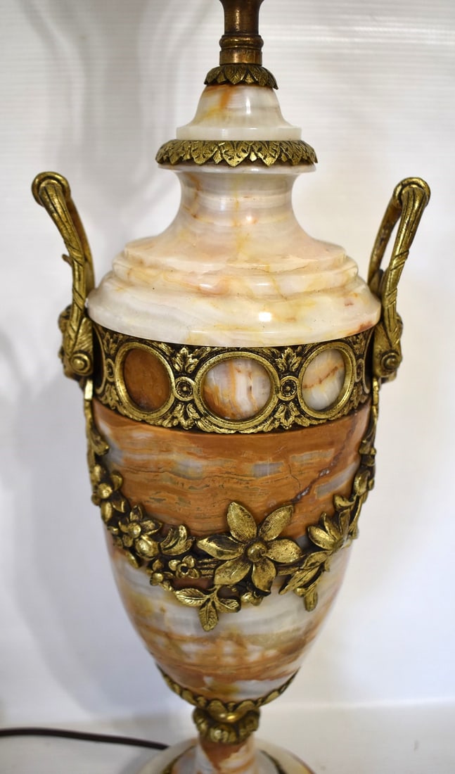 BELGIUM MARBLE/GILT BRONZE ORMOLU MOUNTED TABLE LAMP - 4