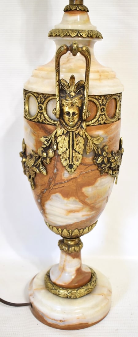 BELGIUM MARBLE/GILT BRONZE ORMOLU MOUNTED TABLE LAMP - 6