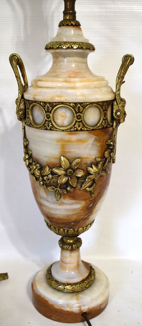 BELGIUM MARBLE/GILT BRONZE ORMOLU MOUNTED TABLE LAMP - 7