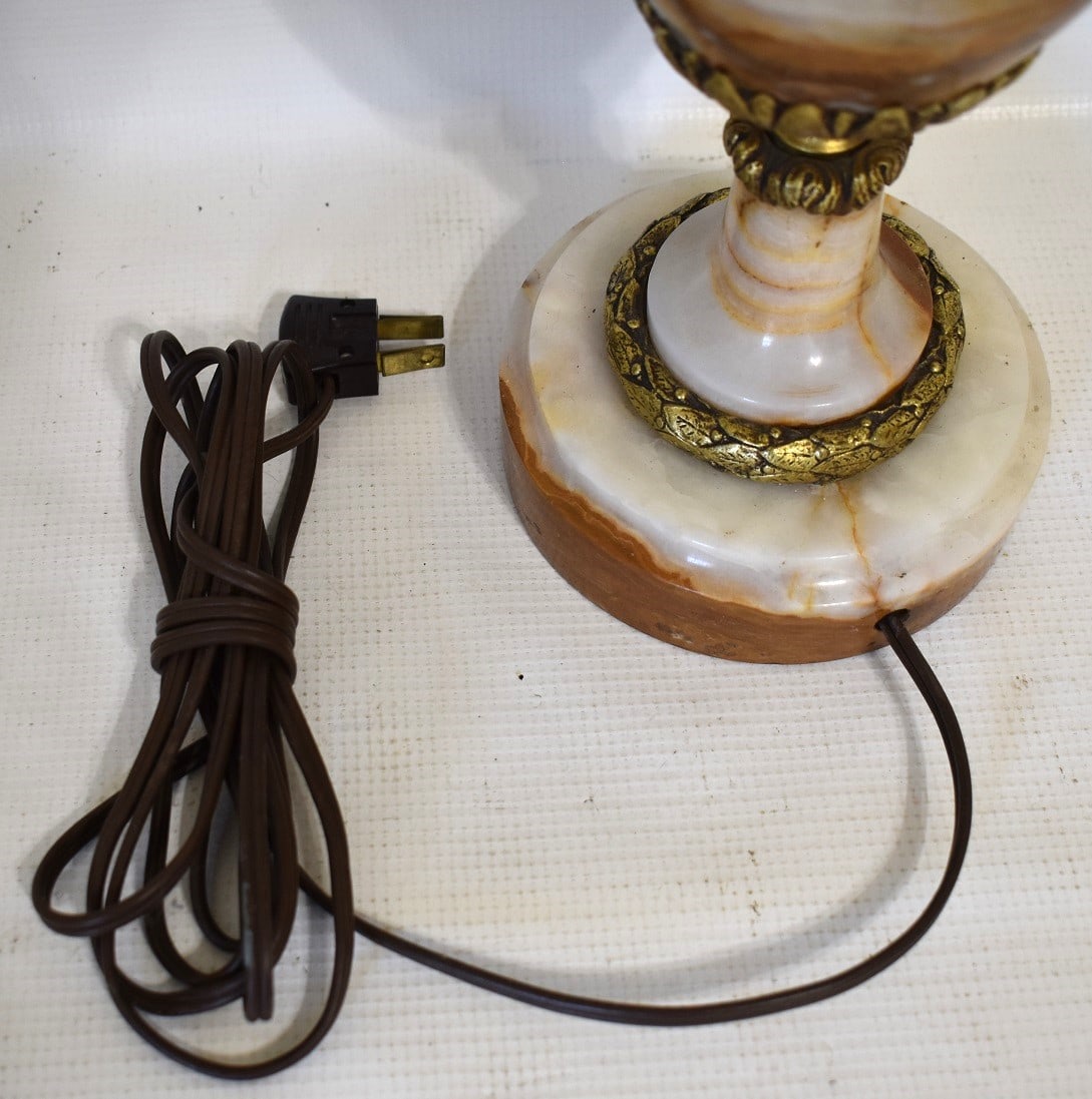 BELGIUM MARBLE/GILT BRONZE ORMOLU MOUNTED TABLE LAMP - 8