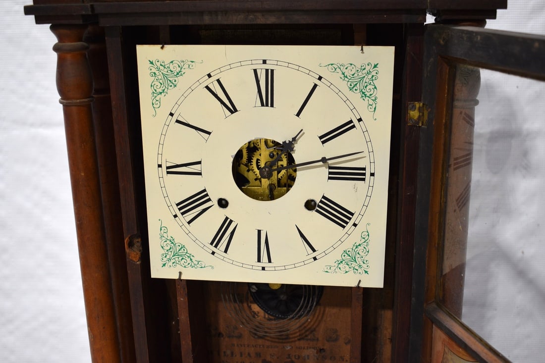 WILLIAM JOHNSON DOUBLE DECKER SHELF CLOCK 19TH C. - 4